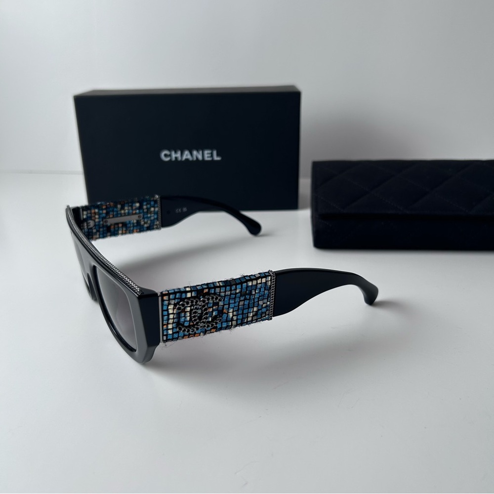 Chanel Black Rectangular Sunglasses - image 3